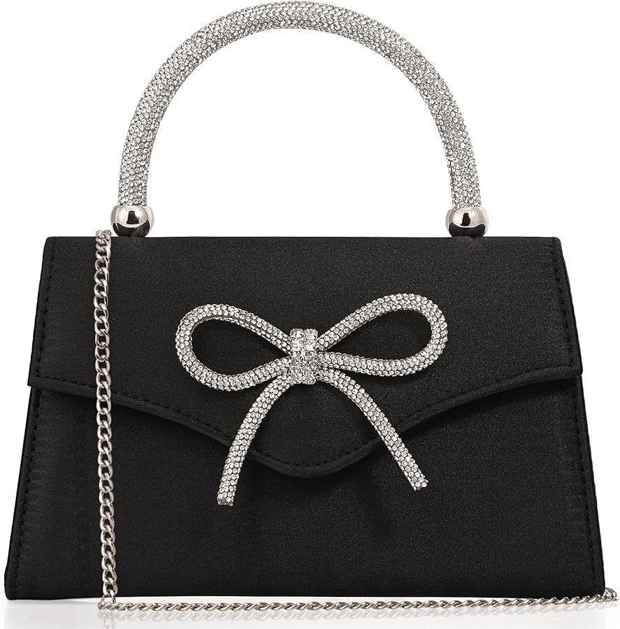 Sparkling Evening Clutch Purse for Women,Rhinestone Bow Top Handle Party Handbag,Wedding Prom For... | Amazon (US)