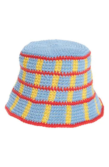 MEMORIAL DAY Plaid Crochet Bucket Hat in Blue at Nordstrom Rack, Size 1 | Nordstrom Rack