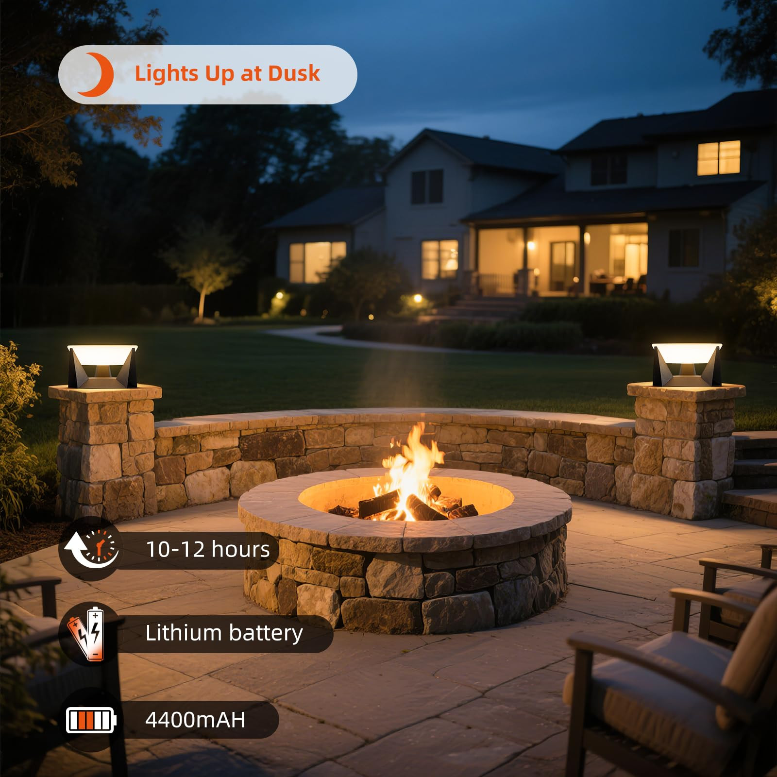 Solar Post Light, 14.9'' Solar Powered Outdoor Pillar Lights Fixture Waterproof, Modern Fence Col... | Amazon (US)