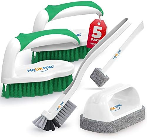 Holikme 5 pack Deep Cleaning Brush Set，Scrub Brush&Grout and Corner brush&Scrub pads with Scraper Ti | Amazon (US)
