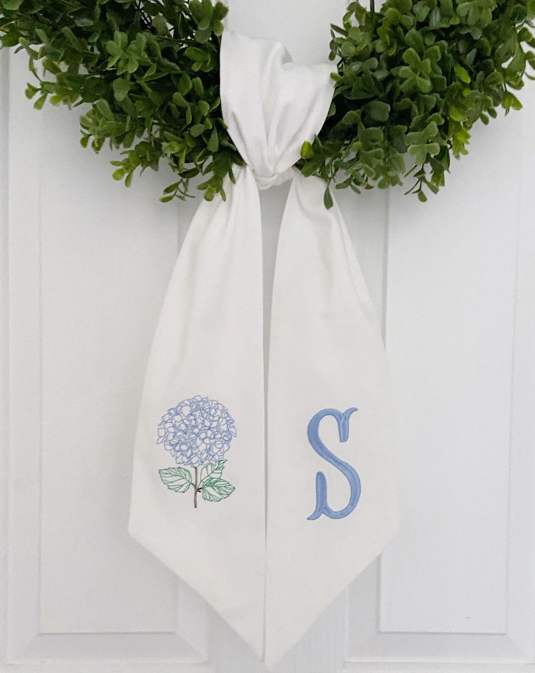 Hydrangea Wreath Sash Customized Wreath Sash Custom Door Decor Wreath Sash Personalized Gift Mono... | Etsy (US)