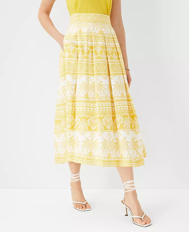 Pineapple Pleated Midi Skirt | Ann Taylor | Ann Taylor (US)