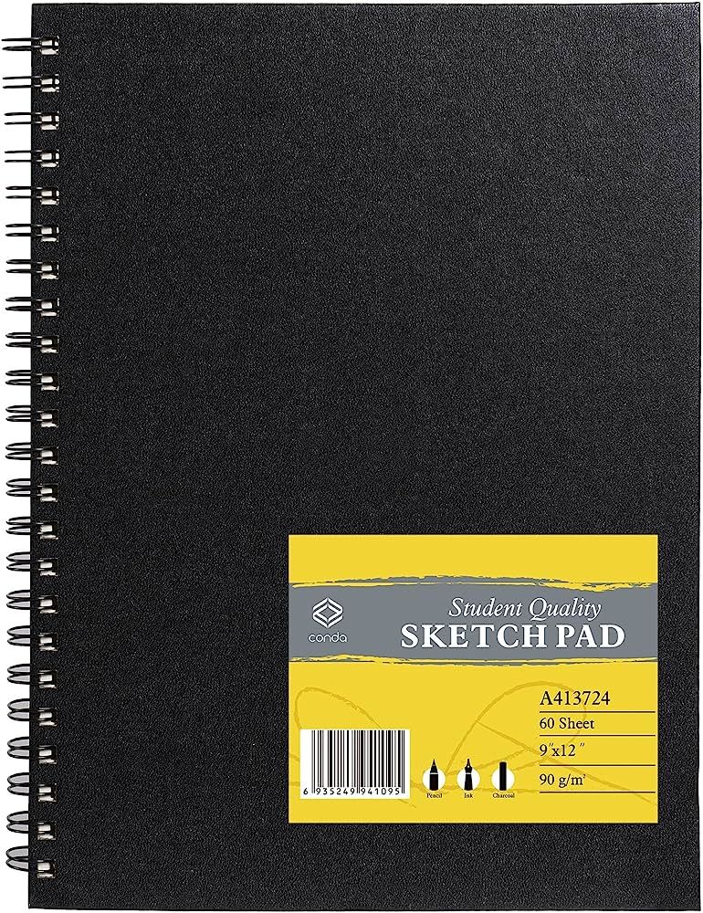 conda 9"x12" Double-Sided Hardbound Sketchbook, Heavyweight Hardcover Sketchbook, Spiral Sketch P... | Amazon (US)