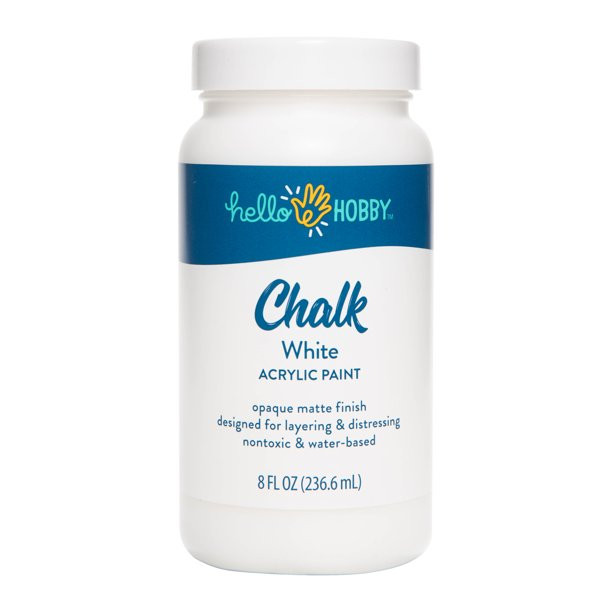 Hello Hobby Chalk Acrylic Paint, Ultra Matte, White, 8 fl oz #40513 | Walmart (US)