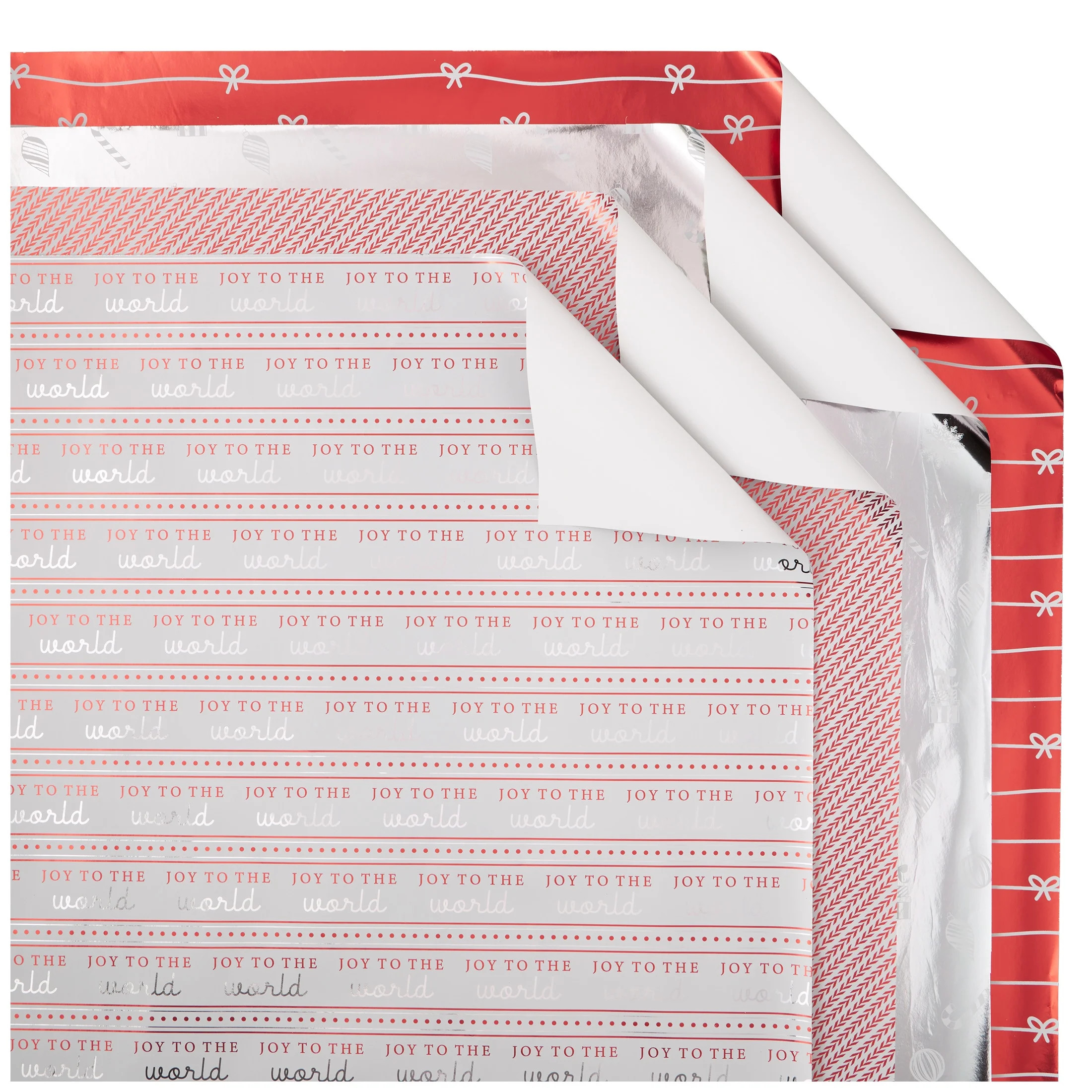 Red and Silver Foil Christmas Wrapping Paper, 60 sq ft, 4 Rolls, by Holiday Time | Walmart (US)