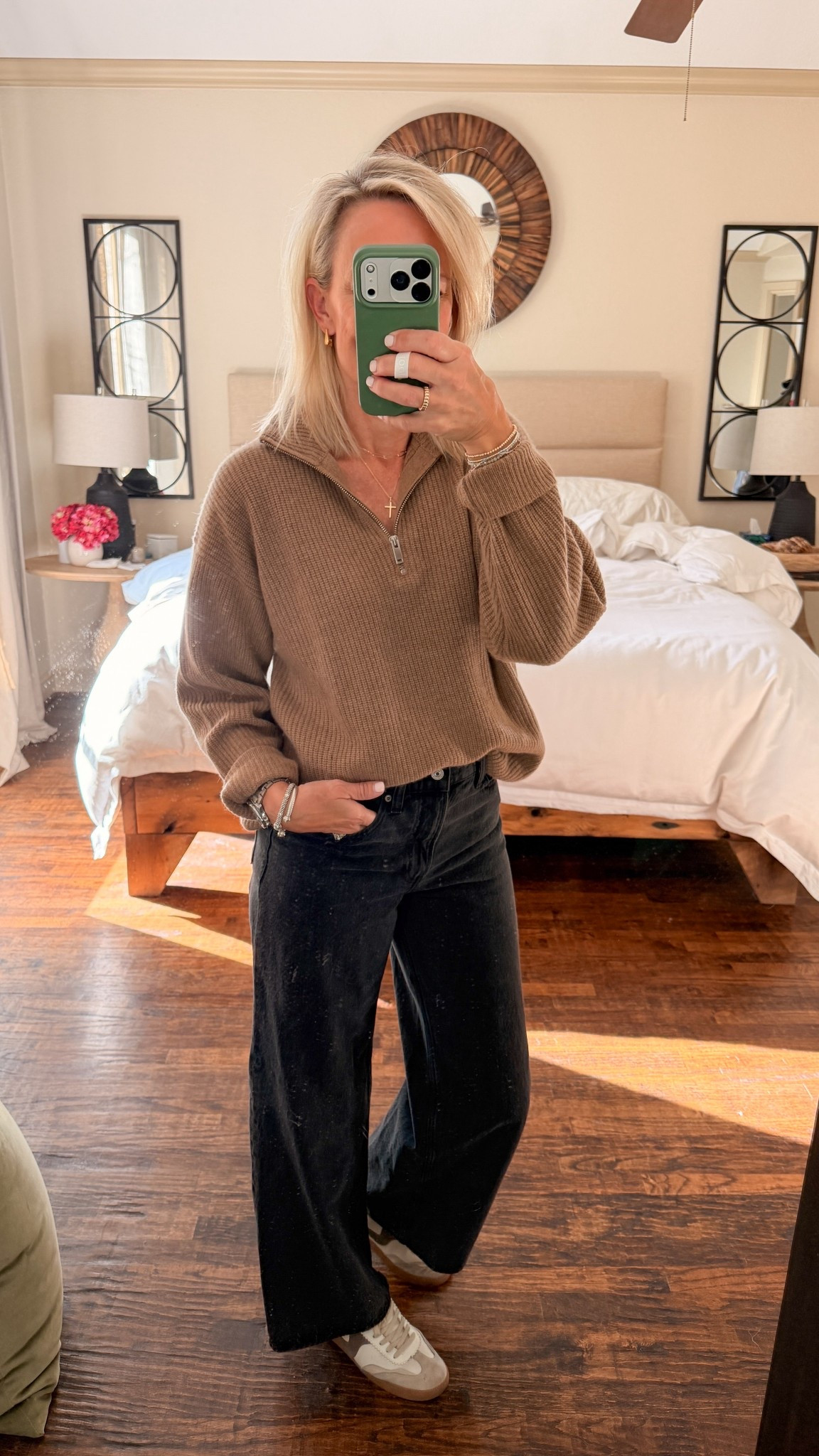 Outfit of the day! 

Sized up one size in this cashmere sweater from Quince 

Denim true to size 
This actual pair of denim has been replaced. I’m linking the new offering from Abercrombie on these pants.

#LTKOver40 #LTKSeasonal #LTKWorkwear