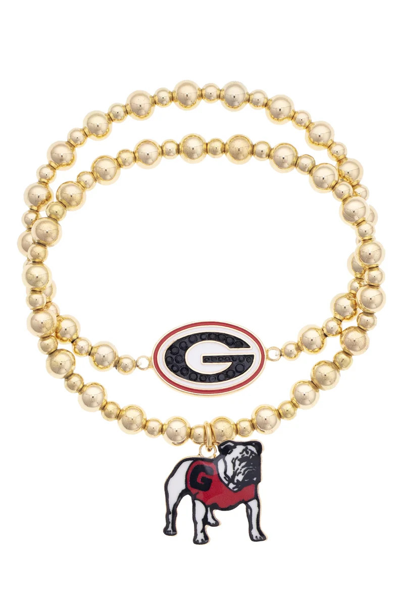 Georgia Bulldogs Ball Bead Bracelet Set of 2 | CANVAS
