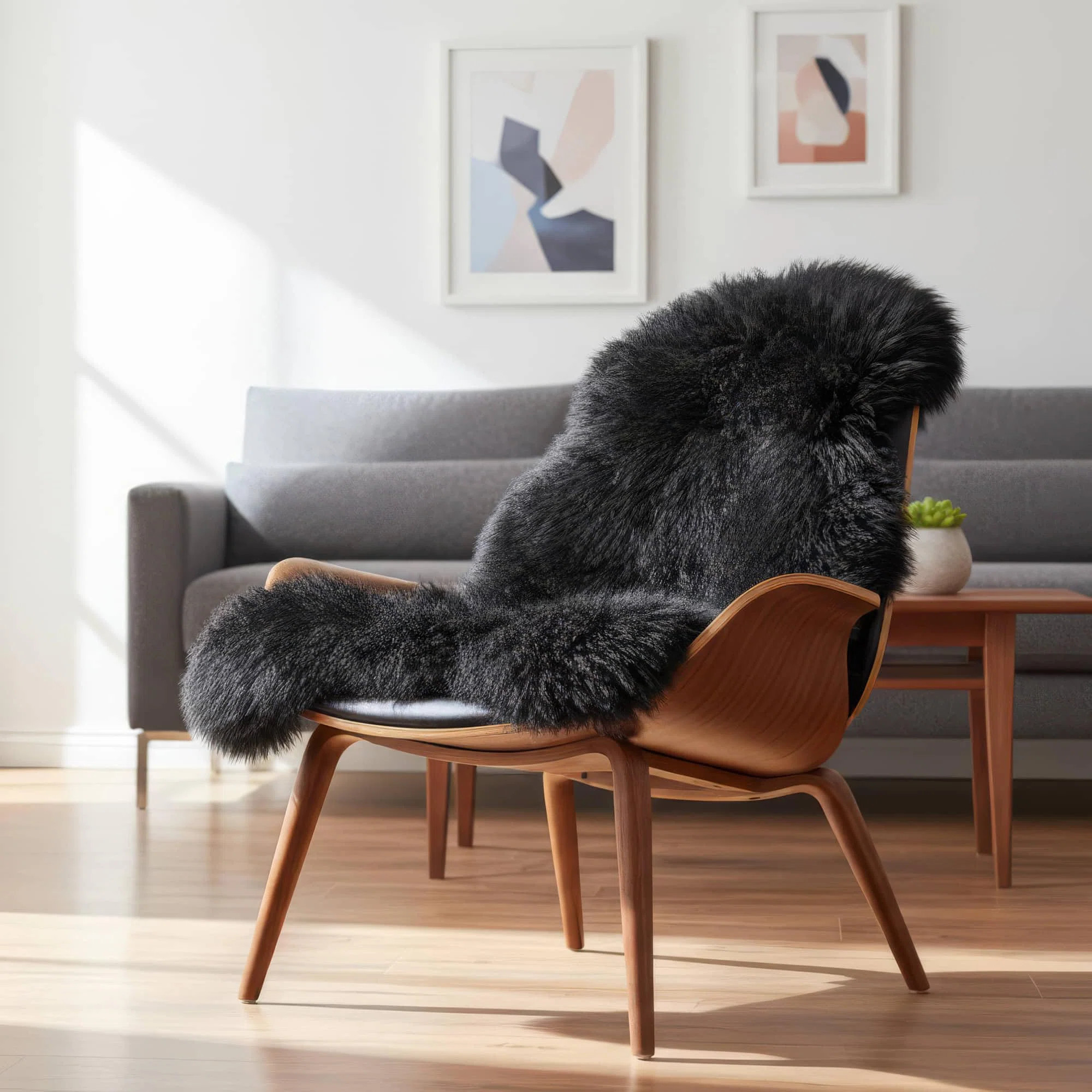 Bershire Genuine Fur Pelt Handmade Shag Sheepskin Black Area Rug | Wayfair North America