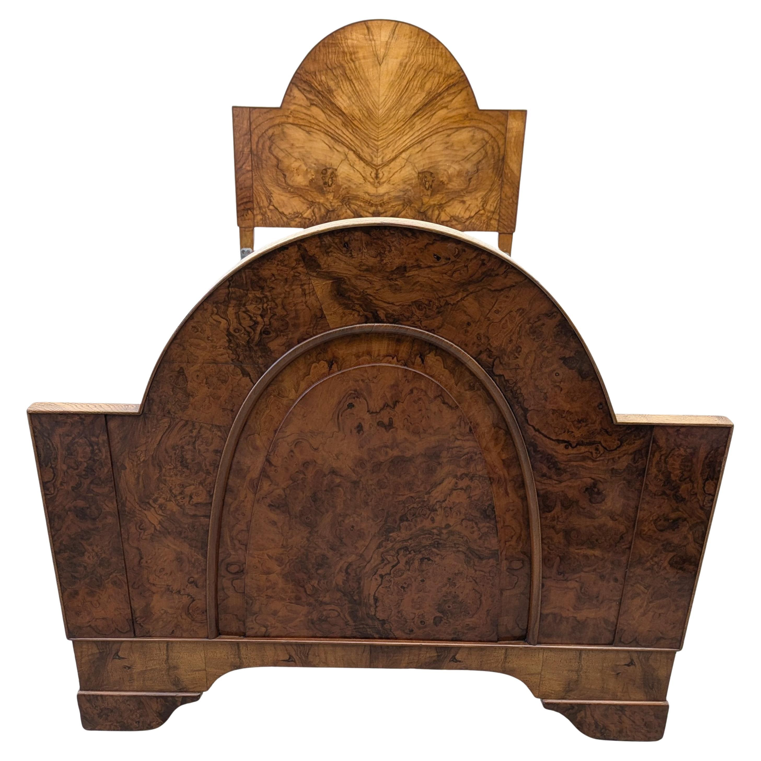 Art Deco Walnut Single Bed, English, c1930s | 1stDibs