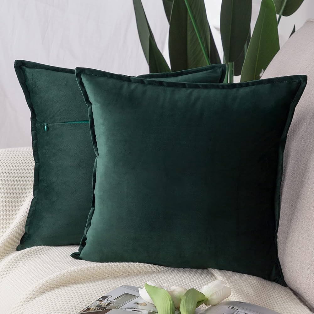 Amazon.com: MADIZZ Set of 2 Super Soft Velvet Decorative Throw Pillow Covers 22x22 inch Army Gree... | Amazon (US)