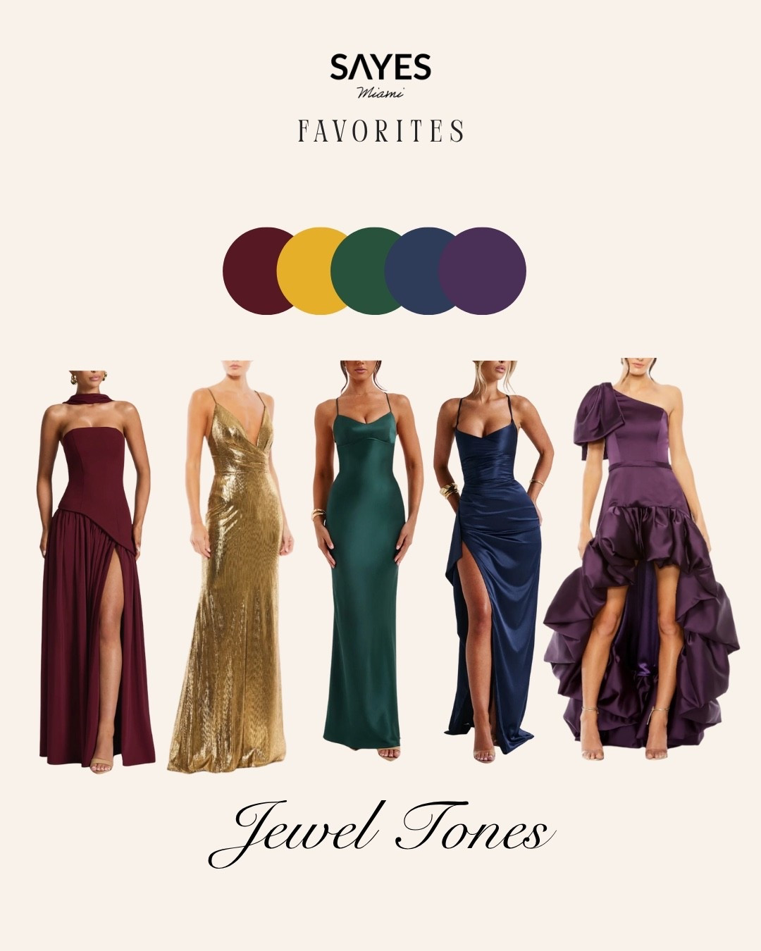 Moody and magical 💫 Jewel toned bridesmaid dresses that turn your wedding color palette into a work of art. #BridesmaidLooks #JewelVibesOnly #LTKstyle