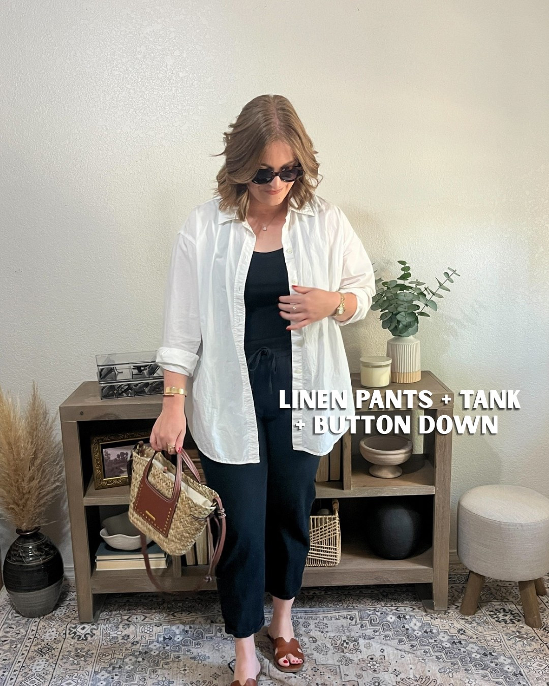 Summer outfit// elevated casual summer look. 

L in tank 
M button down

Summer outfit, summer style, what to wear, white button down, closet staples, wardrobe basics, neutral style 

#LTKMidsize #LTKStyleTip #LTKSeasonal