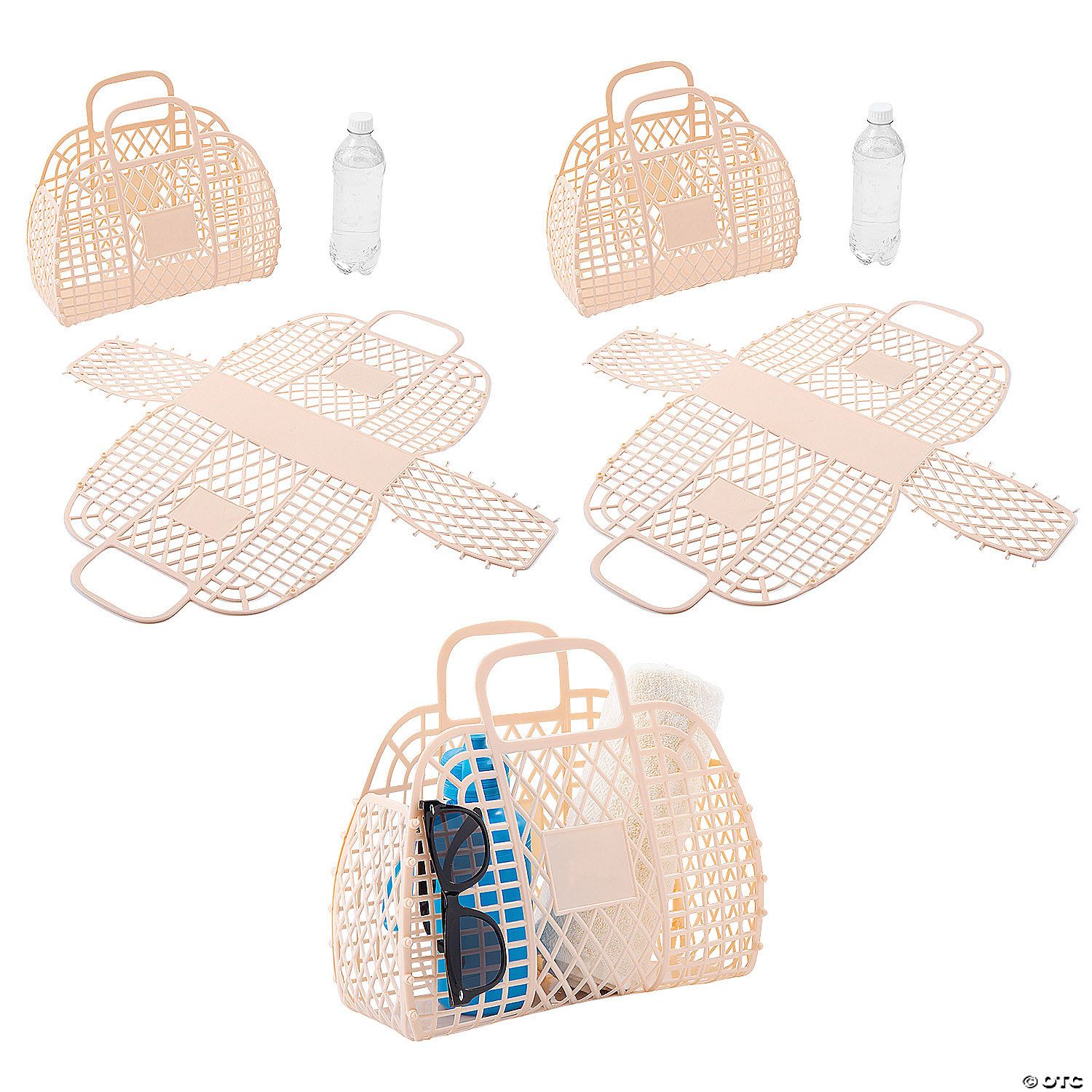 11 3/4" x 4 3/4" Bulk 12 Pc. Large Neutral Plastic Jelly Beach Tote Bags | Oriental Trading Company