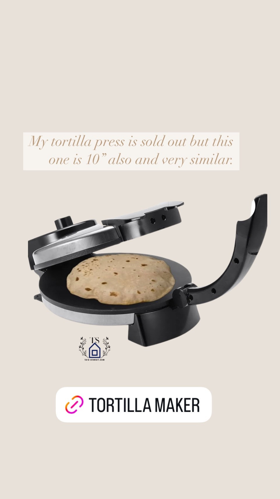 This electric tortilla maker is a game changer  when making homemade tortilla’s. Make’s it so easy! Have you read the back of a bag of tortilla’s from the store? 😳 Make your own with just a few ingredients and make healthier food choices  

#LTKFindsUnder100 #LTKFamily #LTKHome