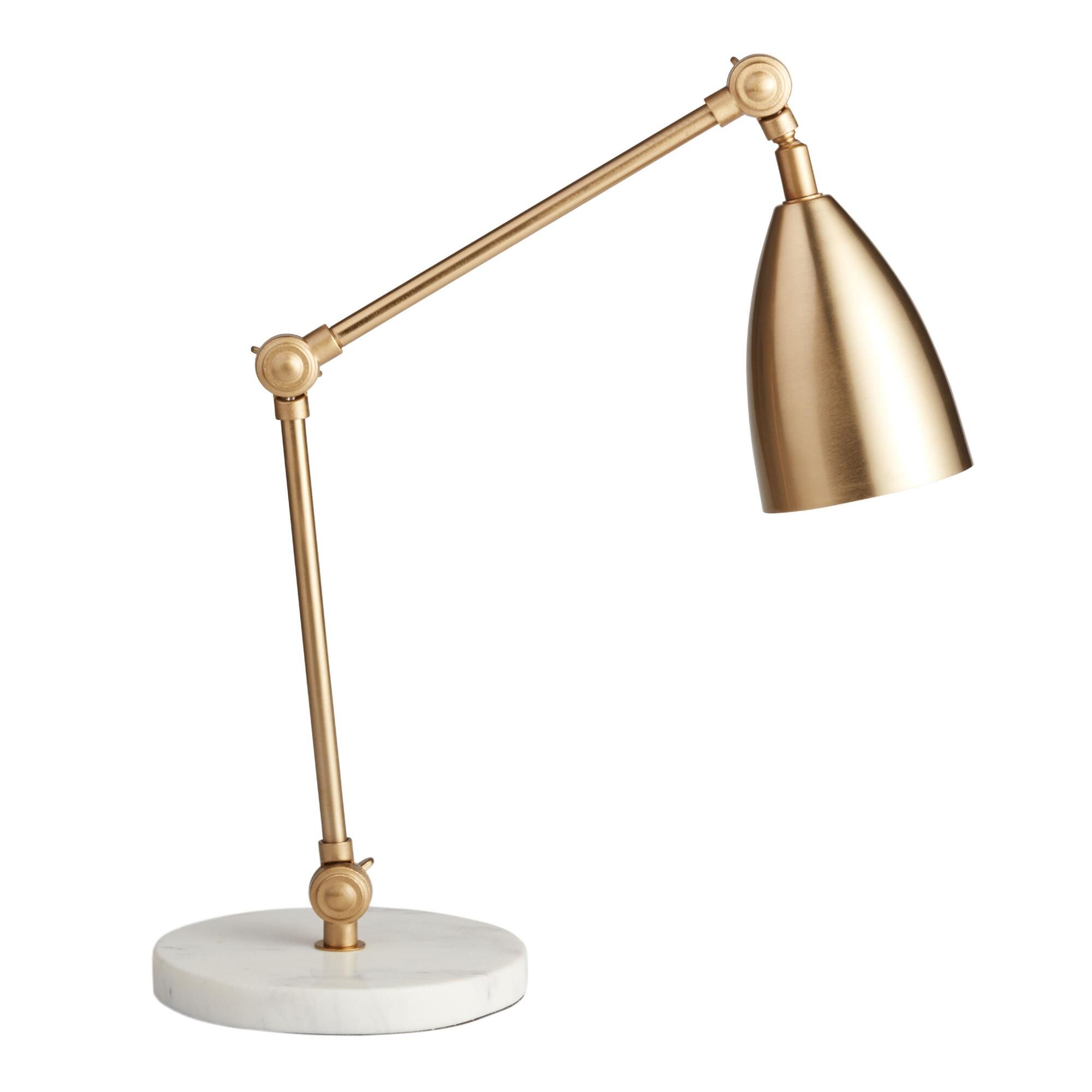 Gold Adjustable Task Desk Lamp with Marble Base | World Market