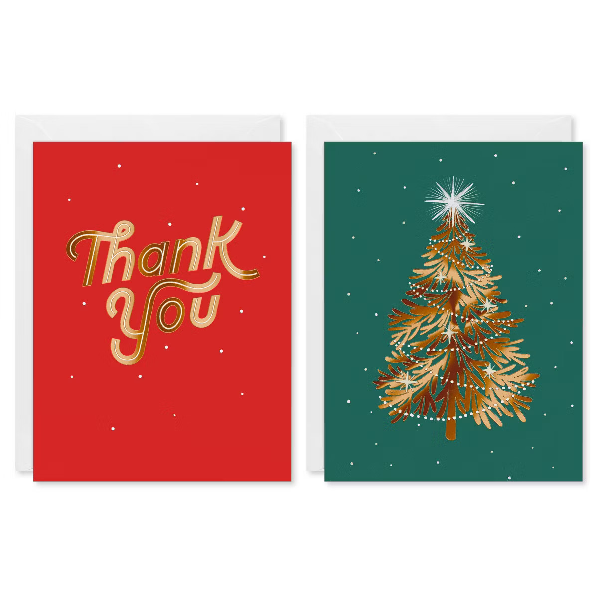 10ct Blank Christmas and Thank You Cards Boxed with Envelopes Thank You and Christmas Tree | Target