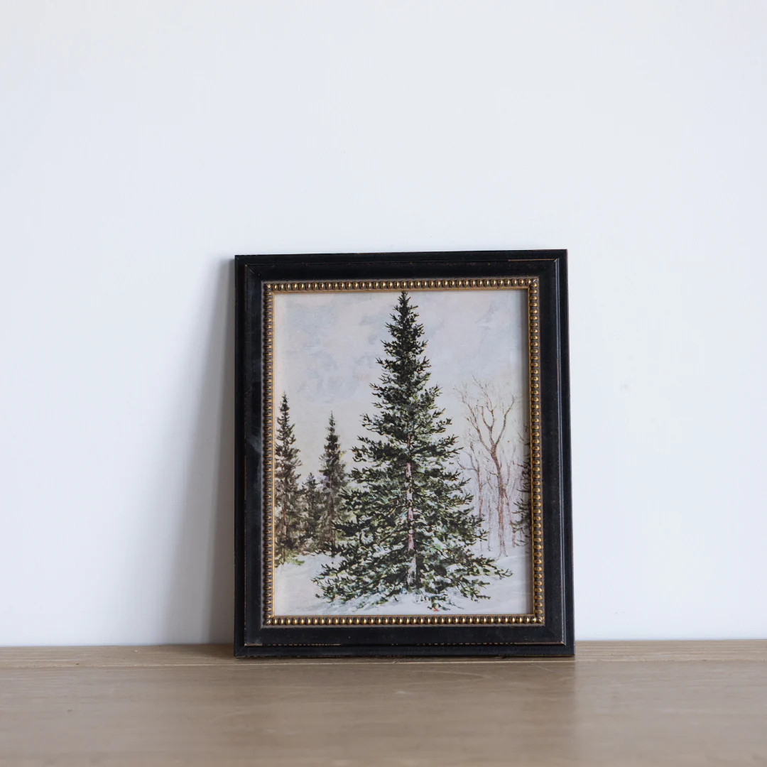Vintage Oil Painting Festive Spruce Tree Framed Art | By Luxe B Co. | luxe bCO