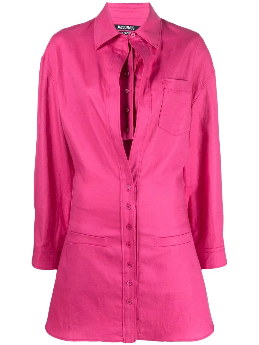 layered-effect long-sleeve shirtdress | Farfetch Global