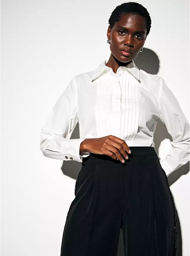 White Poplin Tux Detail Regular Fit Shirt  24 | Tu Clothing