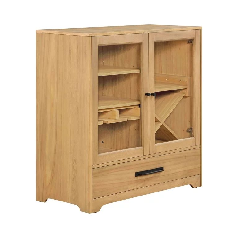 Better Homes & Gardens Aster Bar Cabinet with Drawer, Solid Wood Frame, Natural Oak finish, by Da... | Walmart (US)