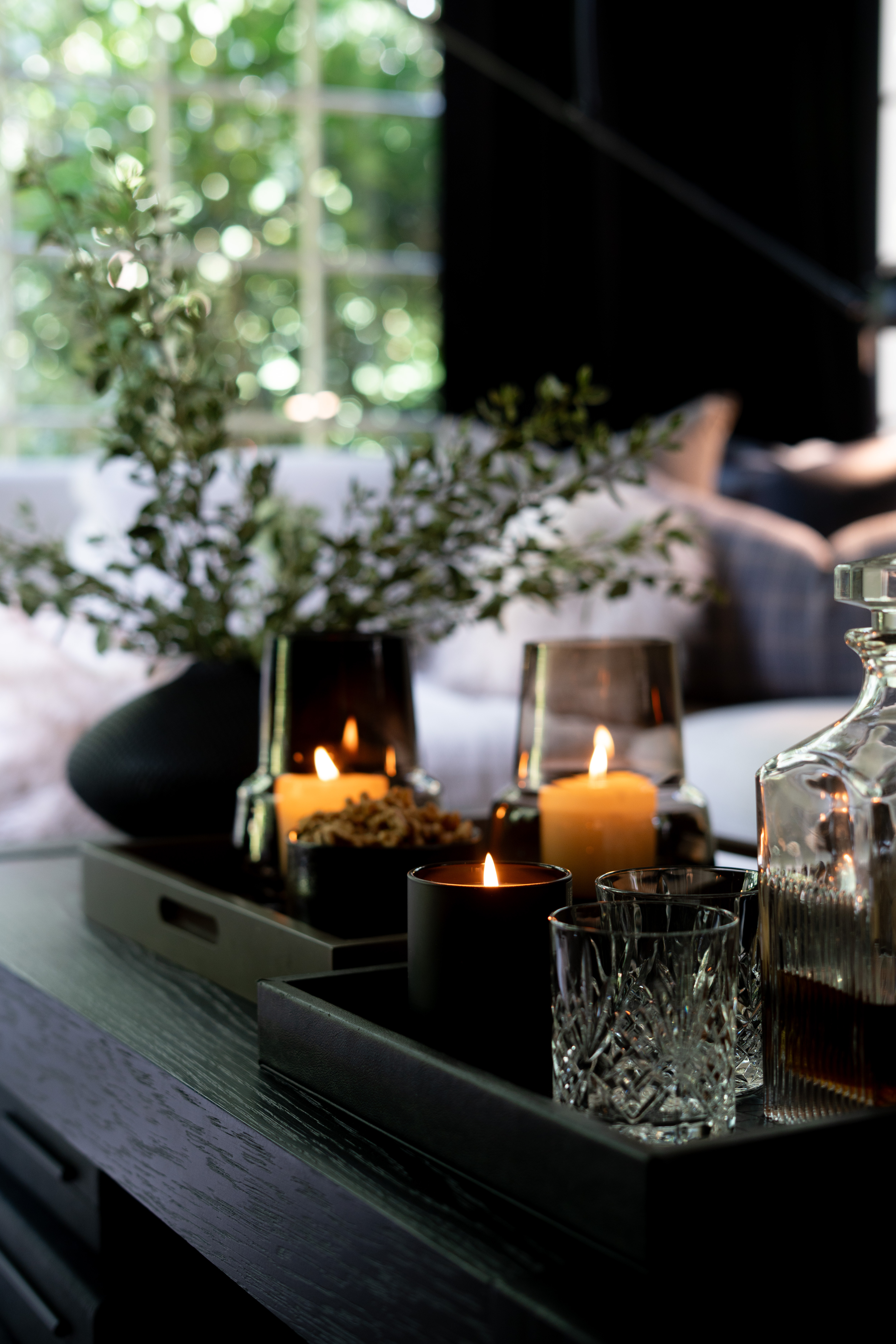 This view is pure elevated fall living—like a quiet evening wrapped in your favorite sweater with a slow jazz record playing. The crystal glasses, the warm amber candlelight, and that touch of greenery bring just the right balance of moody elegance and cozy calm. It's not just décor; it's a vibe—sophisticated, layered, and deeply intentional. I am obsessed!!! 

 #LTKSeasonal #LTKHome #LTKStyleTip