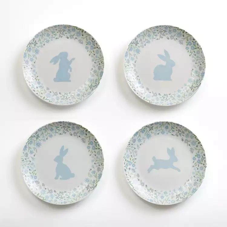 New! Blue Bunny Appetizer Plates, Set of 4 | Kirkland's Home