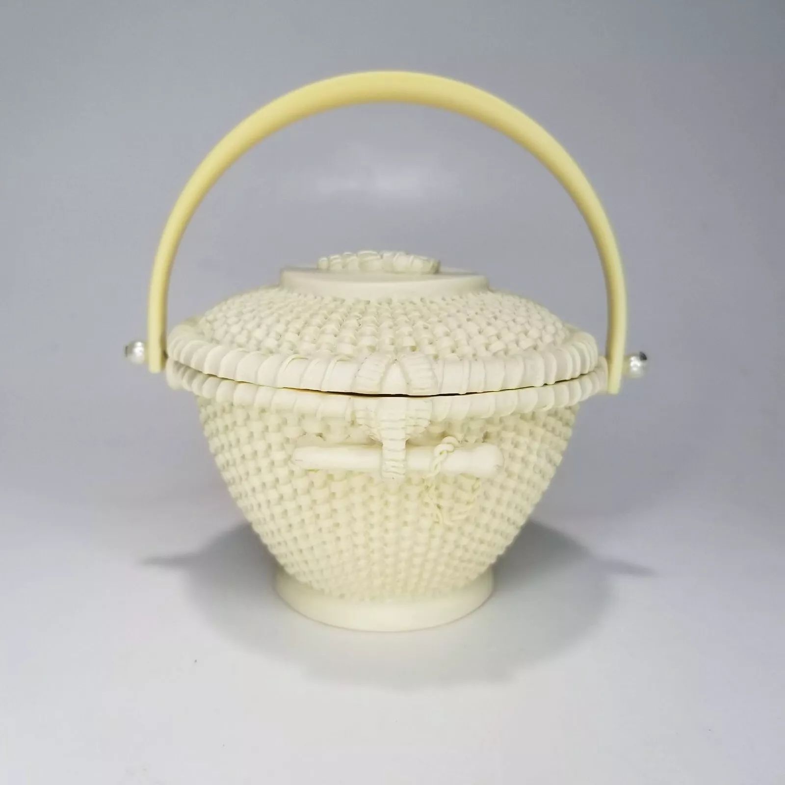 Nantucket style basket decoration ivory yellow 3" tall resin trinket votive | eBay US