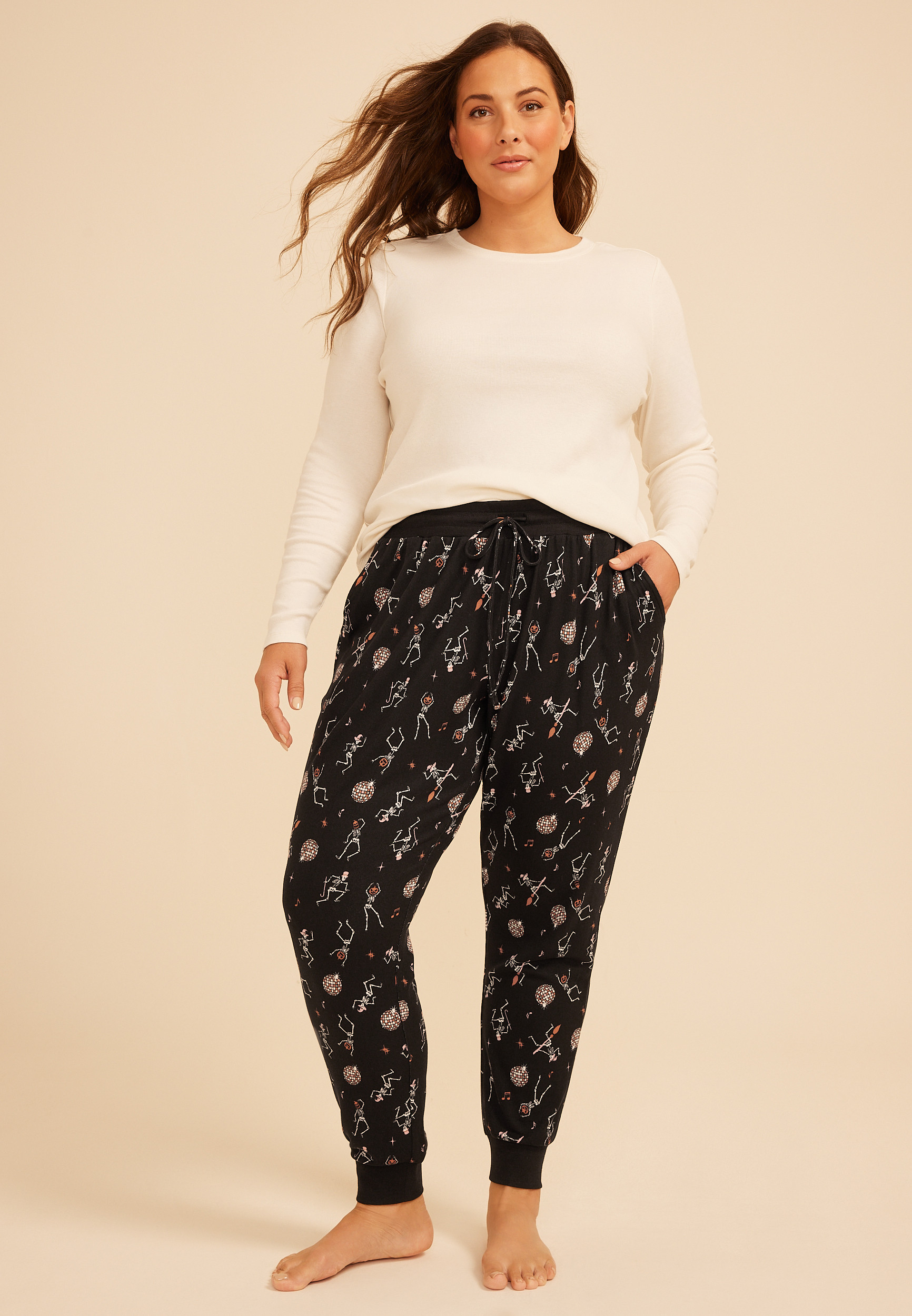 Maurices Plus Size Women's Halloween Skeleton Hacci Jogger Pajama Pants | Maurices