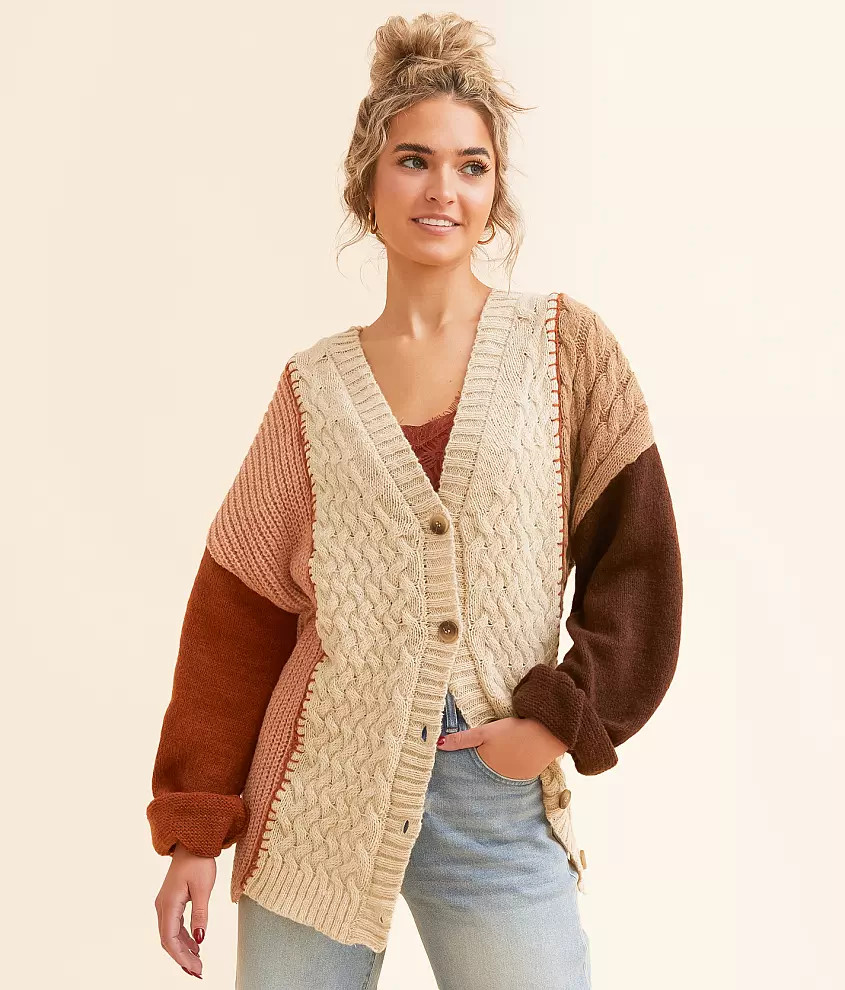 Color Block Cardigan Sweater | Buckle