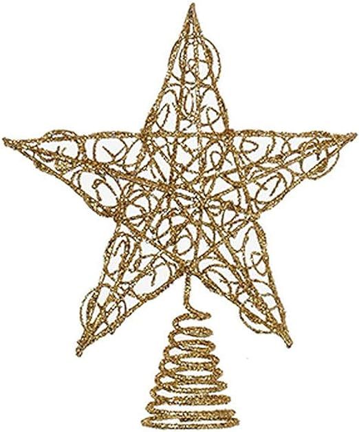 Kurt Adler Chirstmas Tree Topper Gold Glittered Wire Star Tree Topper 6 inches | Amazon (US)