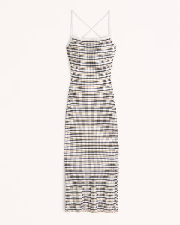 Lace-Up Ribbed Midi Dress | Abercrombie & Fitch (US)