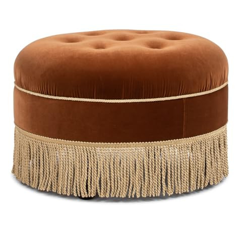 Jennifer Taylor Home Yolanda 24" Round Upholstered Accent Ottoman, Burnt Orange Performance Velvet | Amazon (US)