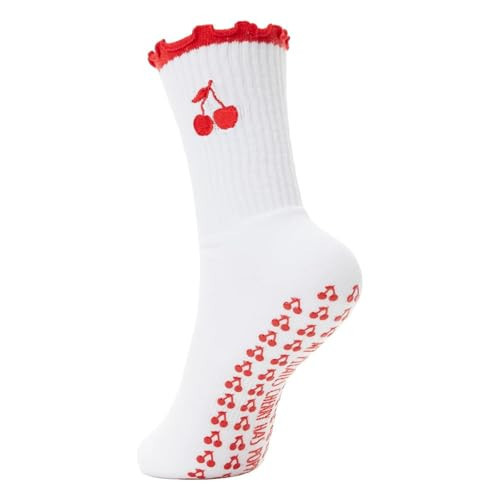 I Popped My Cherry Pilates Grip Socks for Women - Stylish Design with Comfortable Non Slip Sole - Durable Poly Cotton Blend Pilate Sock - Ideal for Yoga, Barre, Callisthenic Training & Dance | Amazon (US)