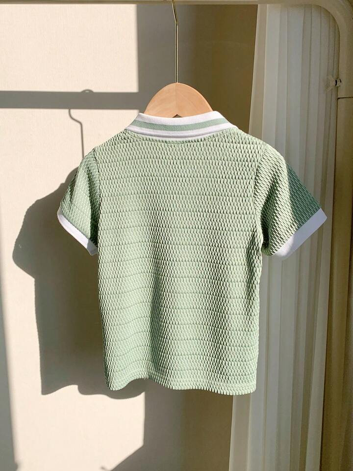 LMoss Kids Young Boy'S Sporty & Casual Color Block Short Sleeve Polo Shirt With Decorative Detail... | SHEIN