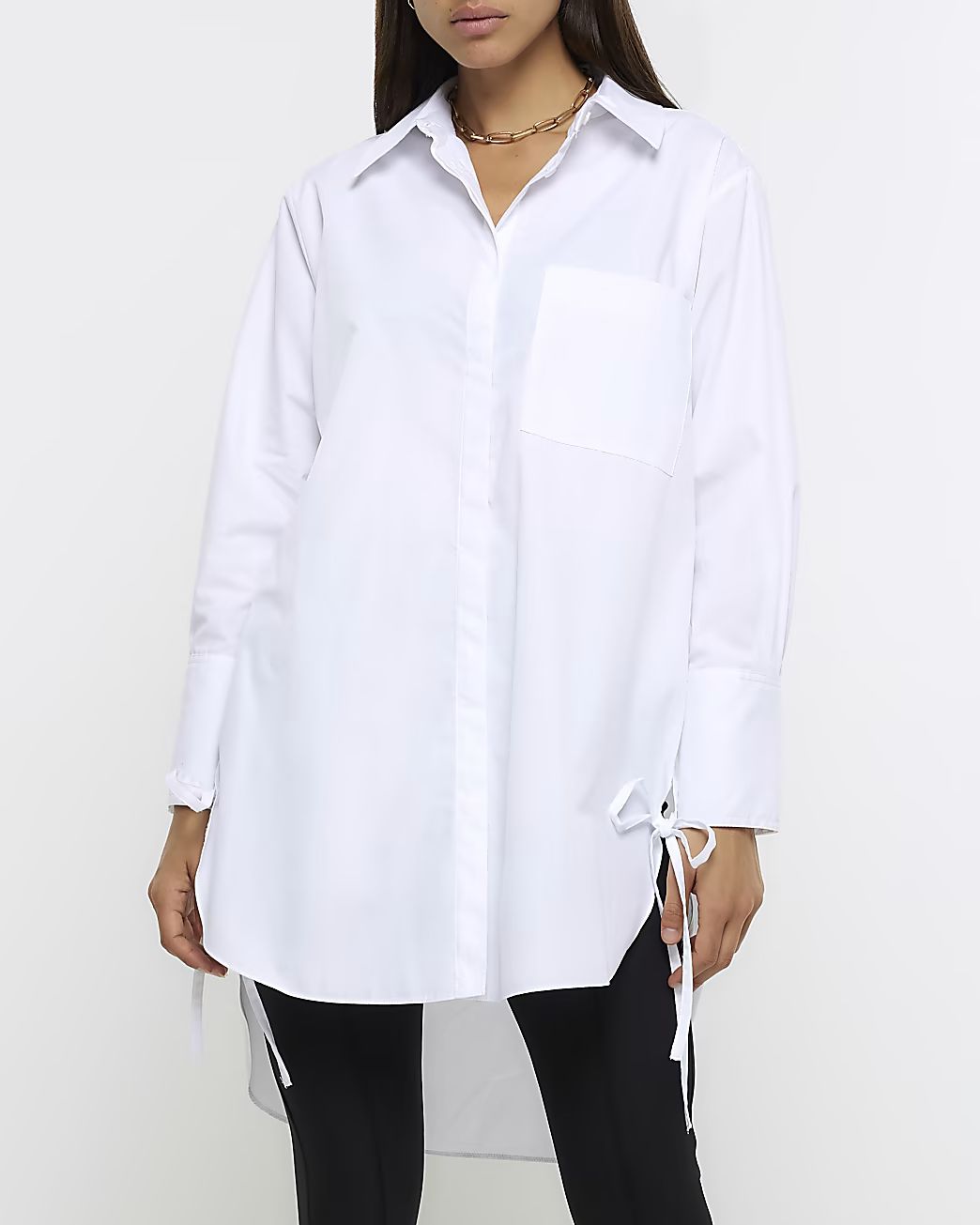 White tie side oversized shirt | River Island (UK & IE)