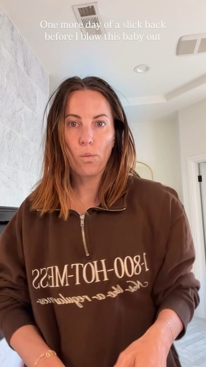 One more day of a slick back before I blow this baby out