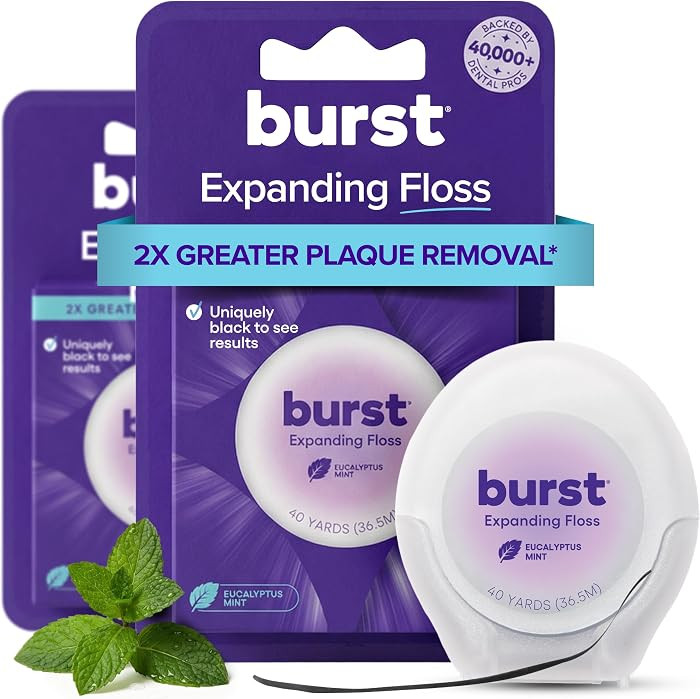 Burst Expanding Dental Floss (Mint Eucalyptus/80 Yards) | Stain Absorbing & Woven Tooth Floss wit... | Amazon (US)