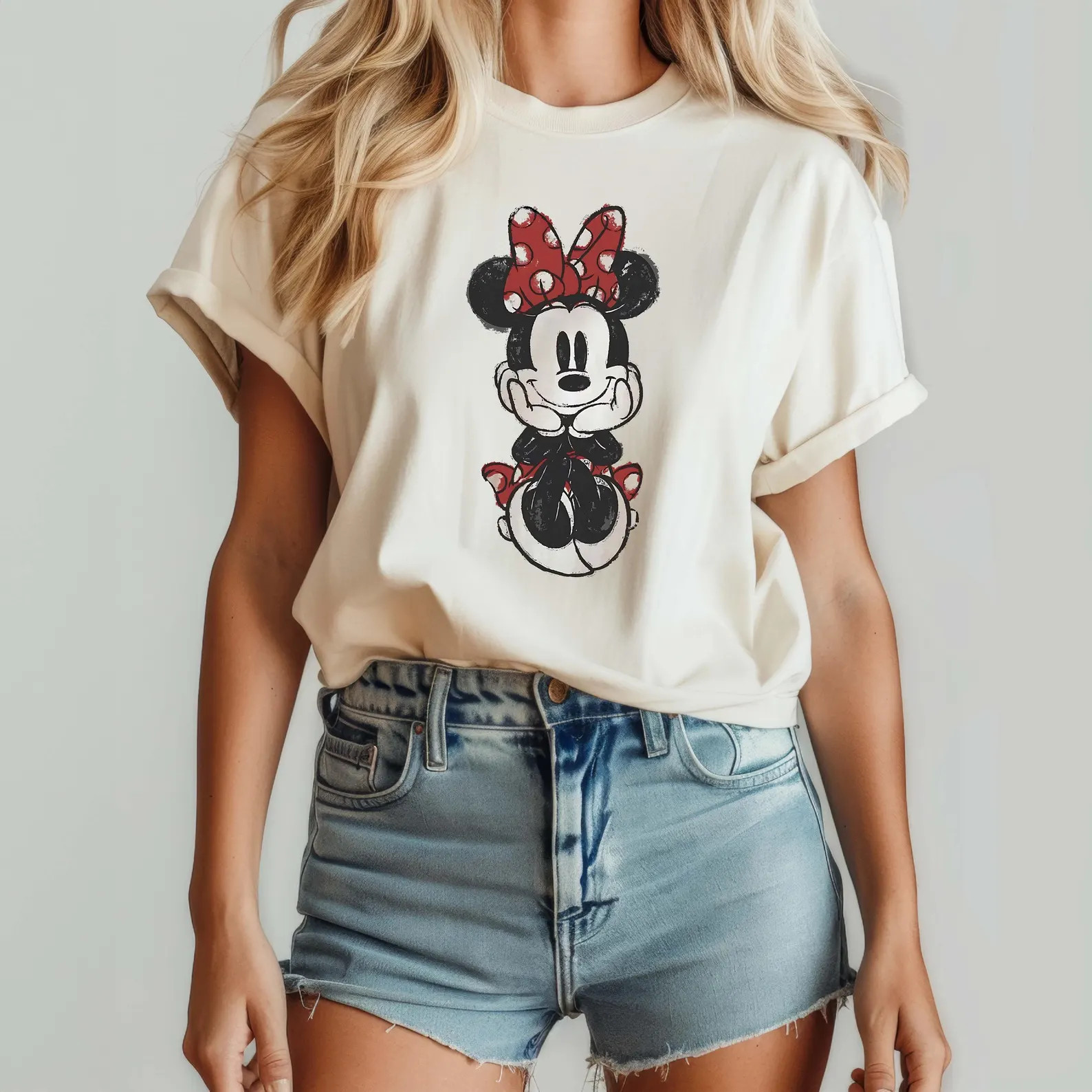 Minnie Mouse Classic Sketch Cute Vintage T-Shirt, Retro Disney Trip Shirt, Comfort colors Minnie ... | Etsy (Global)
