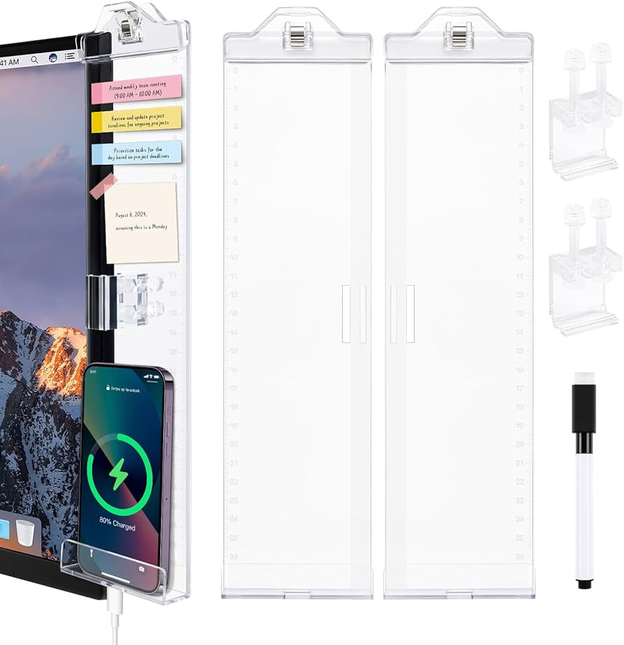 Office Desk Accessories, Acrylic Monitor Memo Boards for Computers, 2PCS (Left & Right) Multifunc... | Amazon (US)