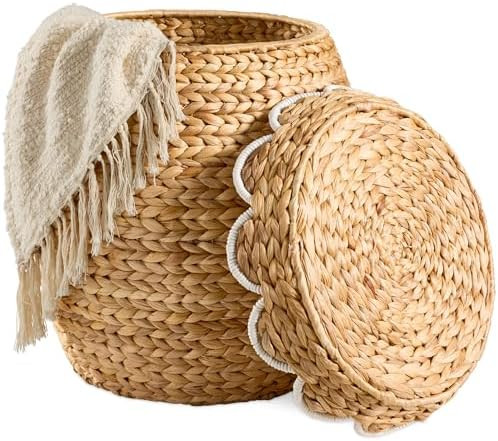 Best Choice Products Scalloped Multipurpose Hyacinth Storage Basket, Plant Décor, Handwoven Orga... | Amazon (US)