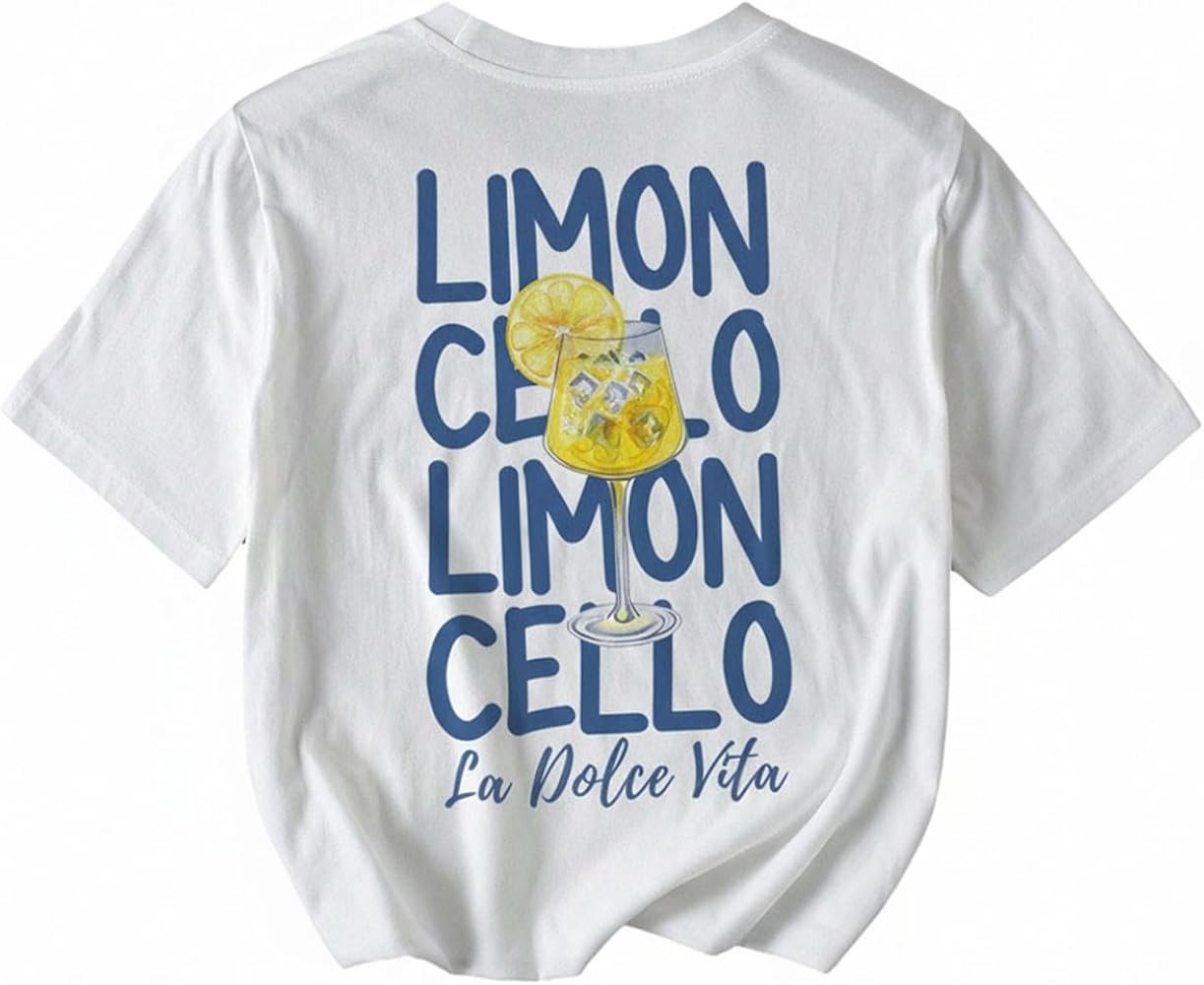 SweatyRocks Women's Letter Lemon Graphic Tees Short Sleeve Lemoncello Print T Shirts | Amazon (US)