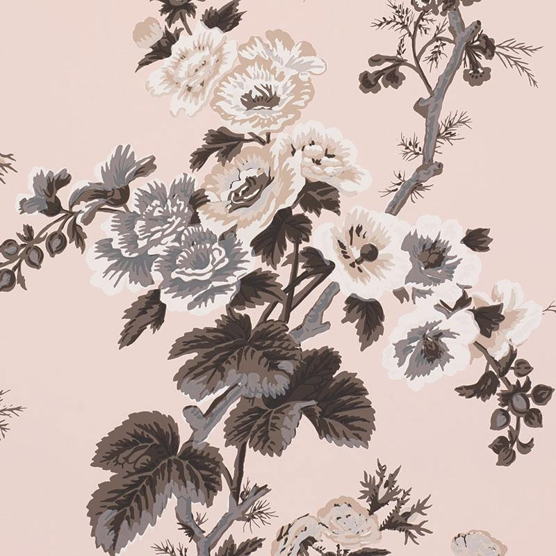 Schumacher Pyne Hollyhock Blush Wallpaper | DecoratorsBest