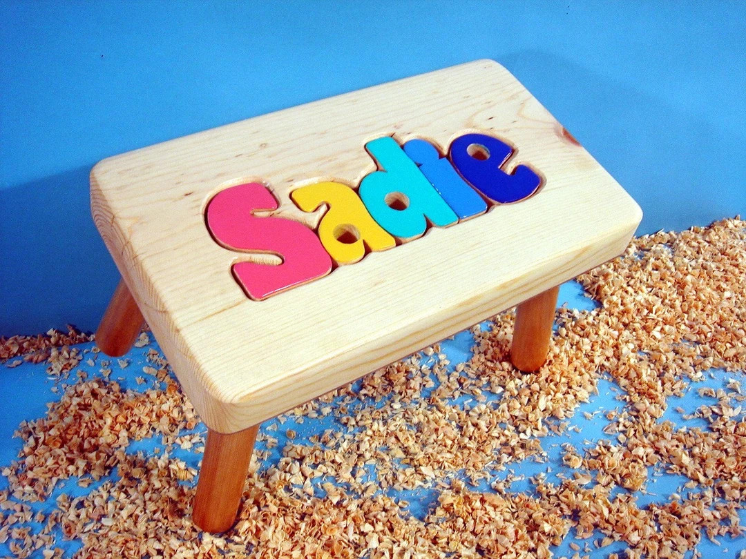 Personalized Wooden Puzzle Step Stool - Etsy | Etsy (US)
