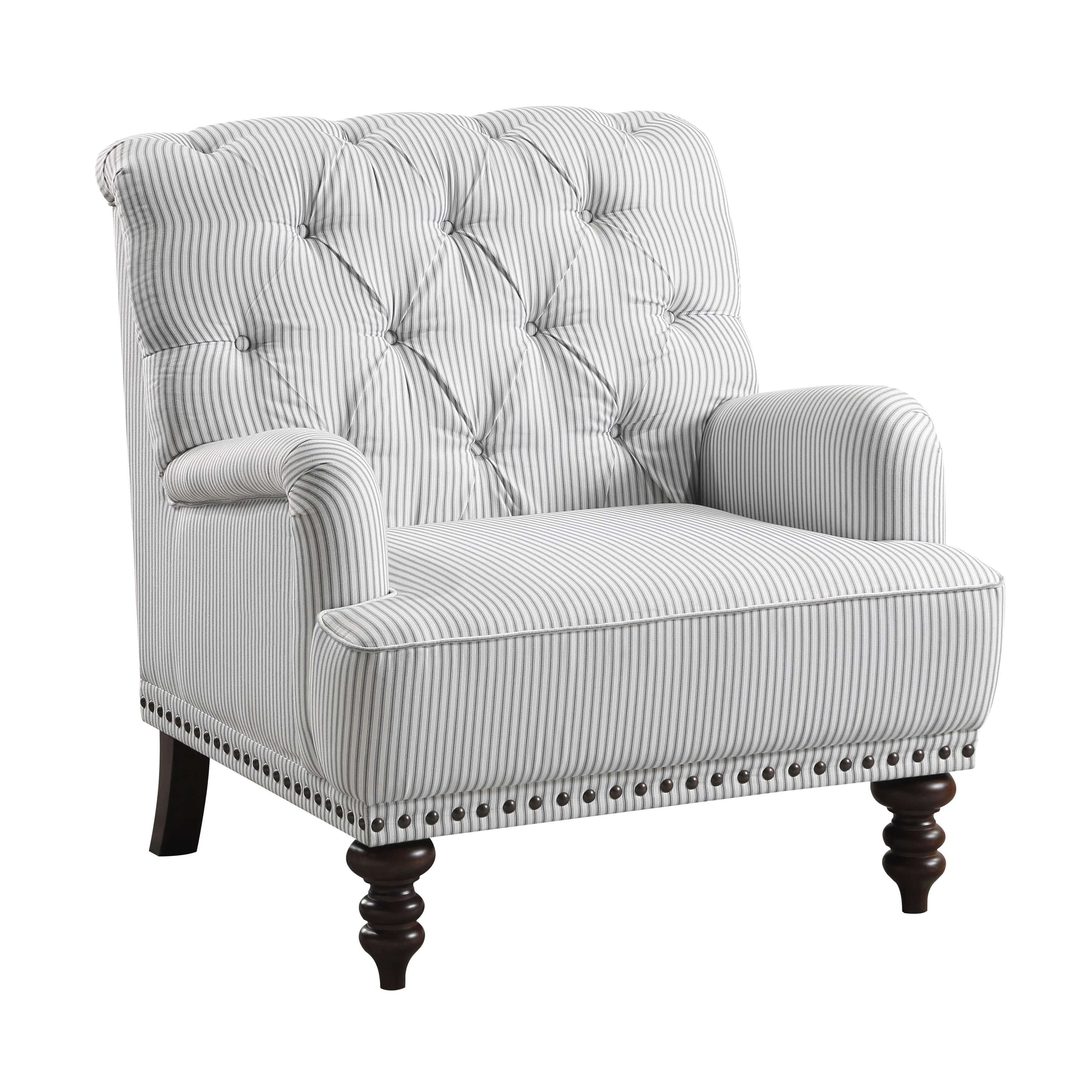 Auguust 34" Traditional Tufted Polyester Living Room Chair - Velvet Living Room Chair with Tufted... | Wayfair North America
