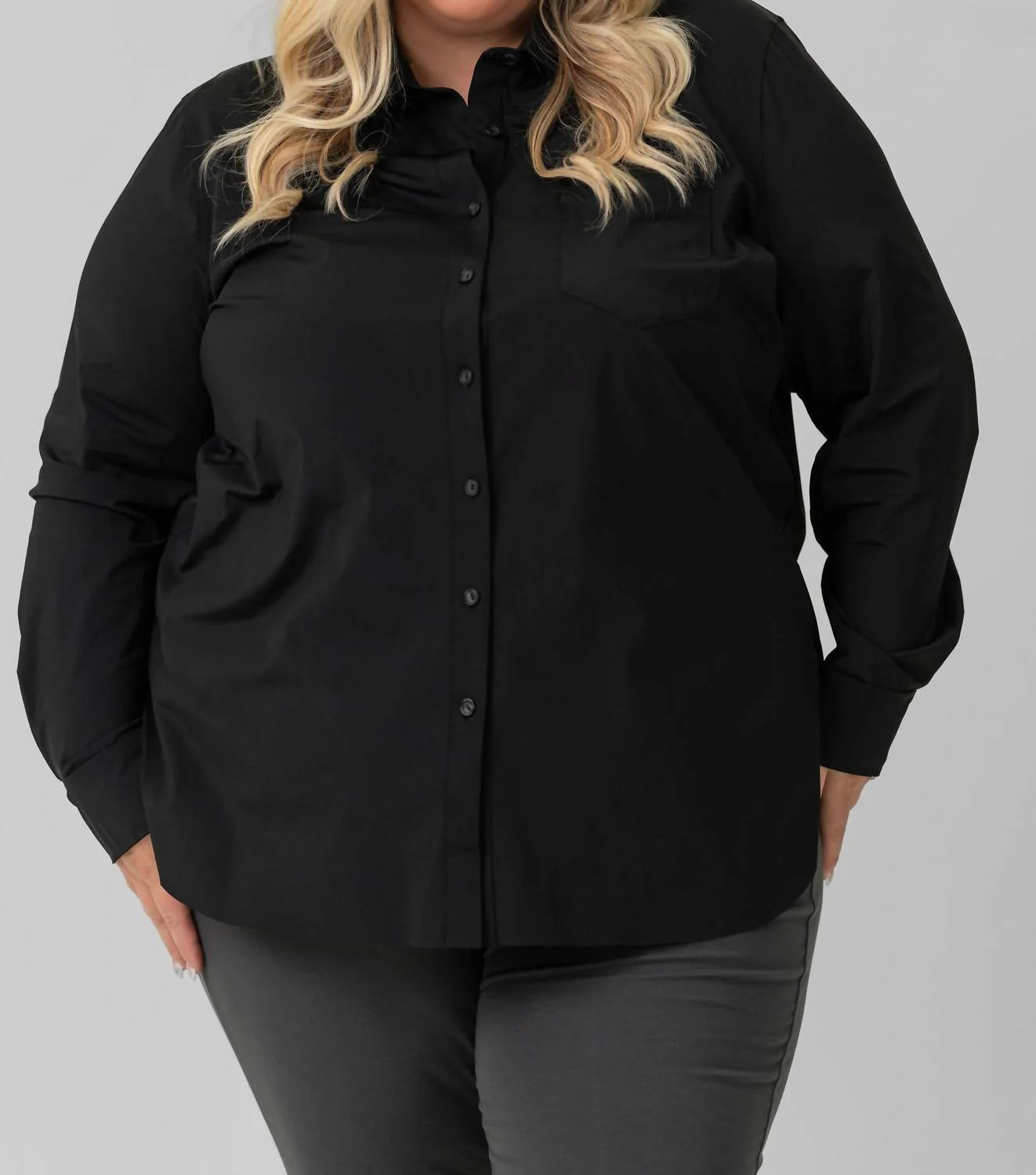 Schiffer Button Down Shirt - Plus In Black | Shop Simon
