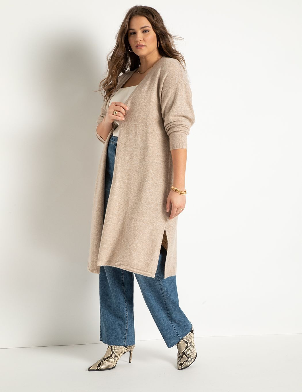 Long Cardigan Duster | Women's Plus Size Tops | ELOQUII | Eloquii