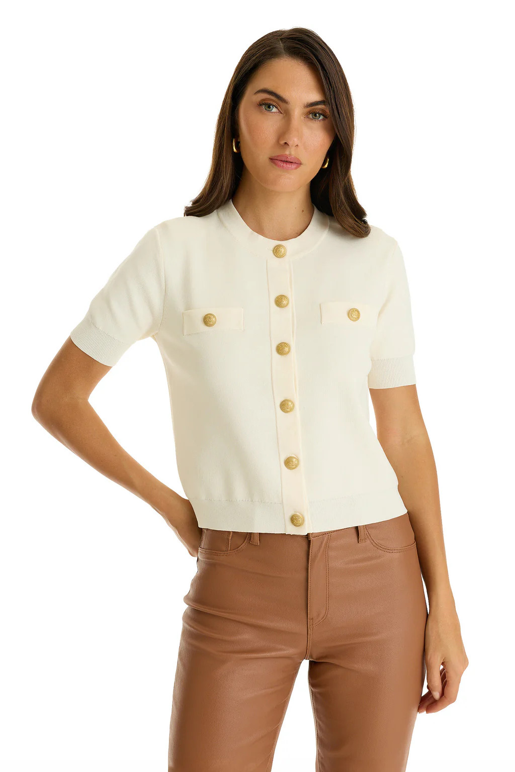 Bonnie Knit Cardigan Top - Pearl | The Noli Shop