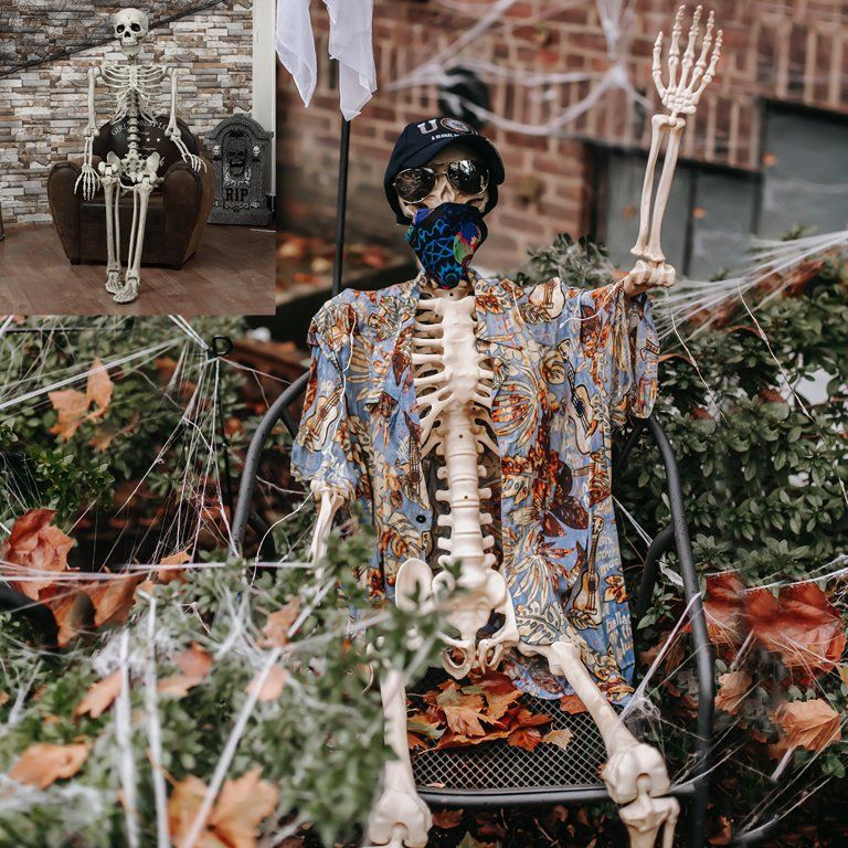 Fisca DIY 5.6FT Plastic Halloween Poseable Skeleton, Life Size Halloween Decoration Bones | Walmart (US)