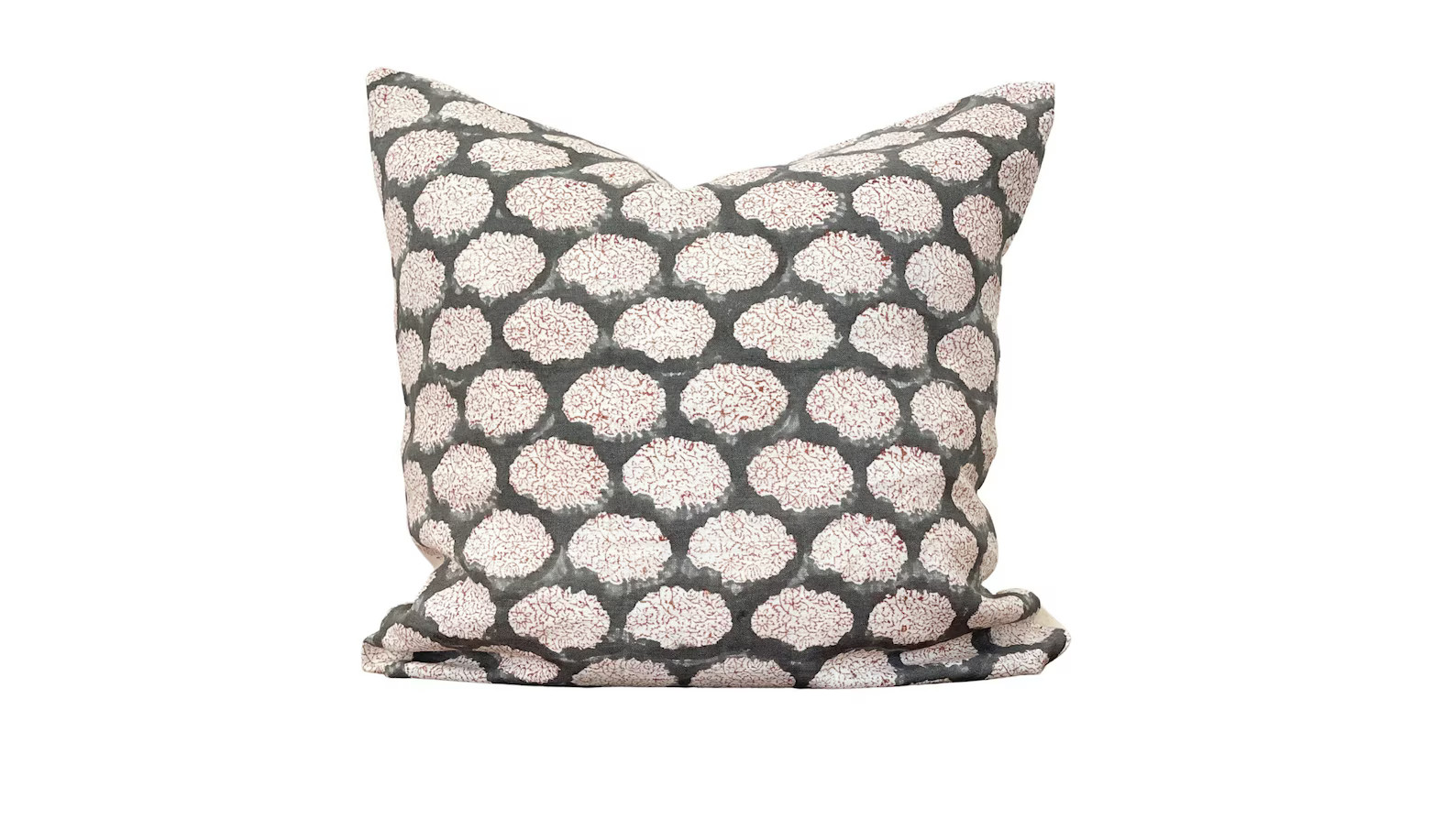 Decorative Pillow Cover, Hand Blocked Pillow Cover, Grey White and Rust Pattern Pillow Cover, Isl... | Etsy (US)