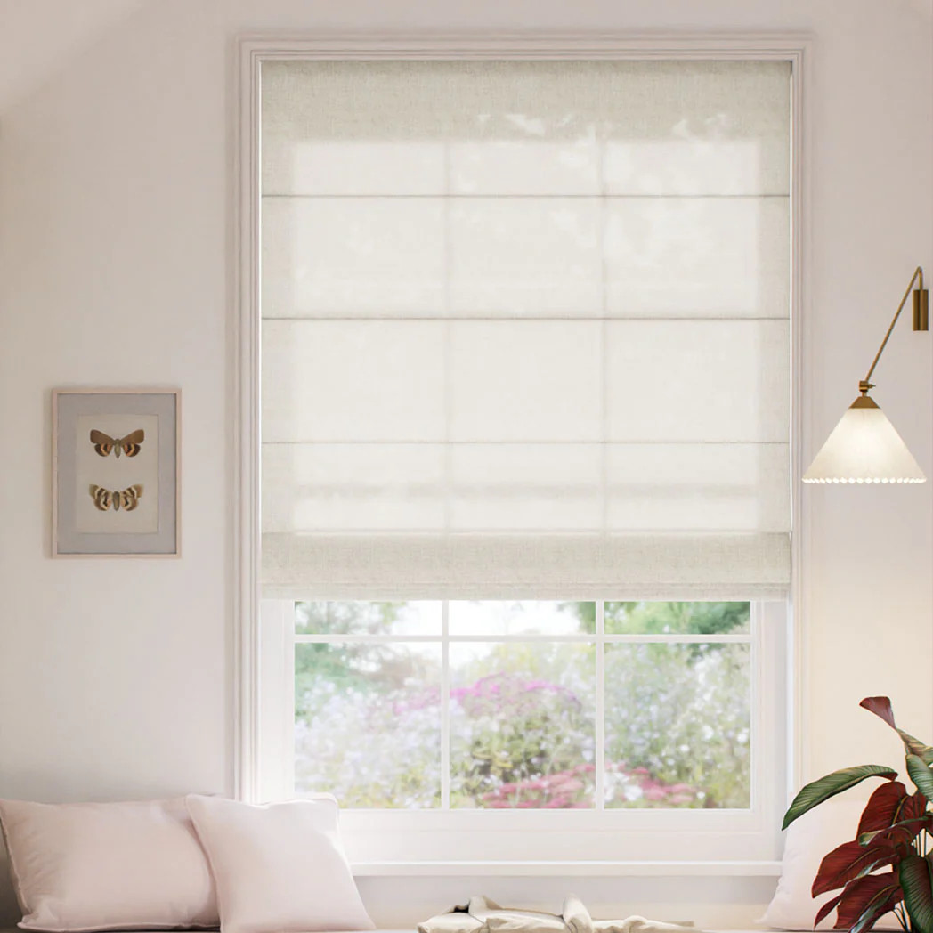 Classic Roman Shades | Elegant Custom Window Treatments | White Linen | SelectBlinds | Select Blinds